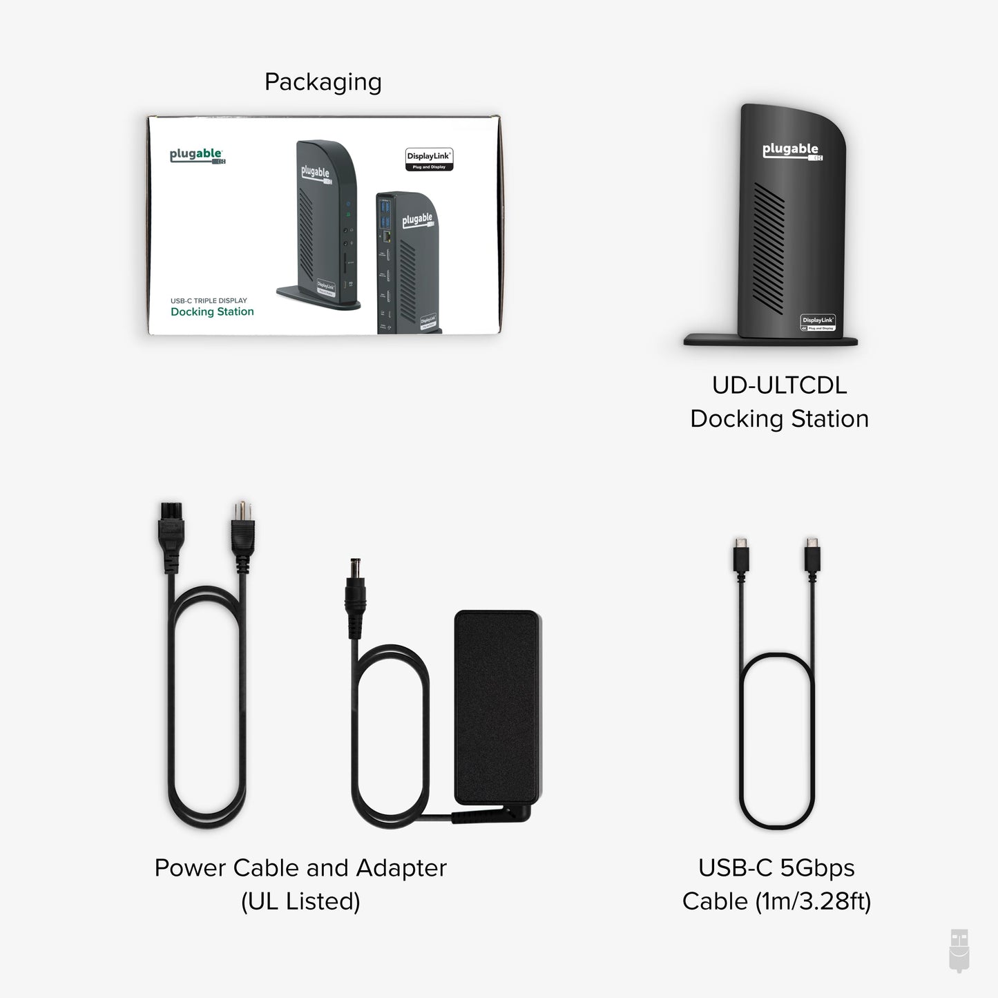 Plugable USB-C Triple Monitor Docking Station: 13-in-1 Laptop Dock with 100W Charging for Mac (DisplayLink Driver Required), Windows, Chrome, 3 HDMI, Gigabit Ethernet, SD, USB-C 20W, 4 USB - UD-ULTCDL