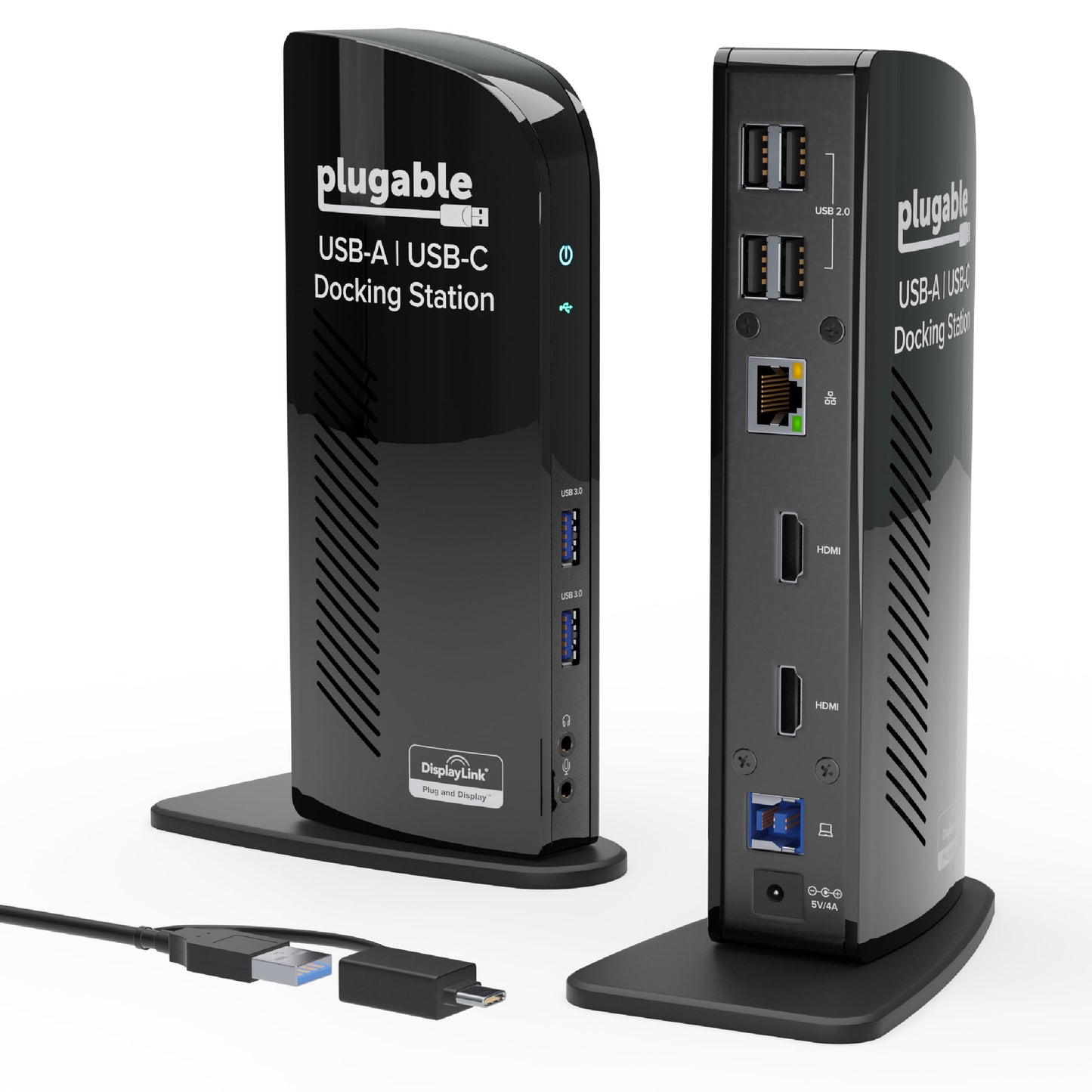 Plugable Universal Laptop Docking Station Dual HDMI Monitor for Windows and Mac (Driver Required), USB 3.0 or USB-C, 2X HDMI, Gigabit Ethernet, Audio, 6 USB Ports (UD-3900)